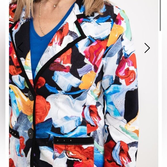 Dolcezza Simply Art Bold Print Jersey Blazer Multi Coloured Size Medium - Picture 16 of 16